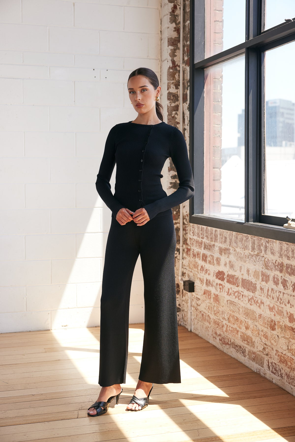 Liv High Waist Knit Pant BLACK