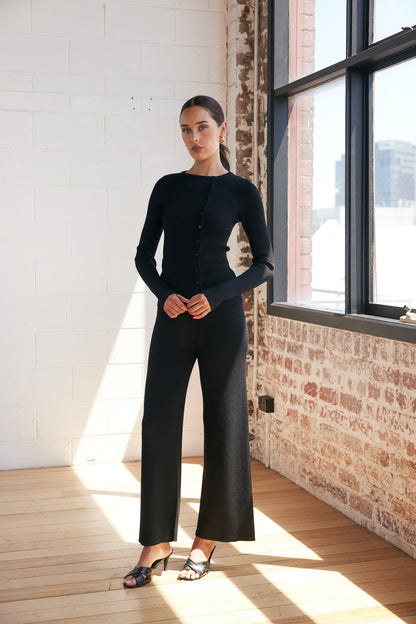 Black Liv High Waist Knit Pant