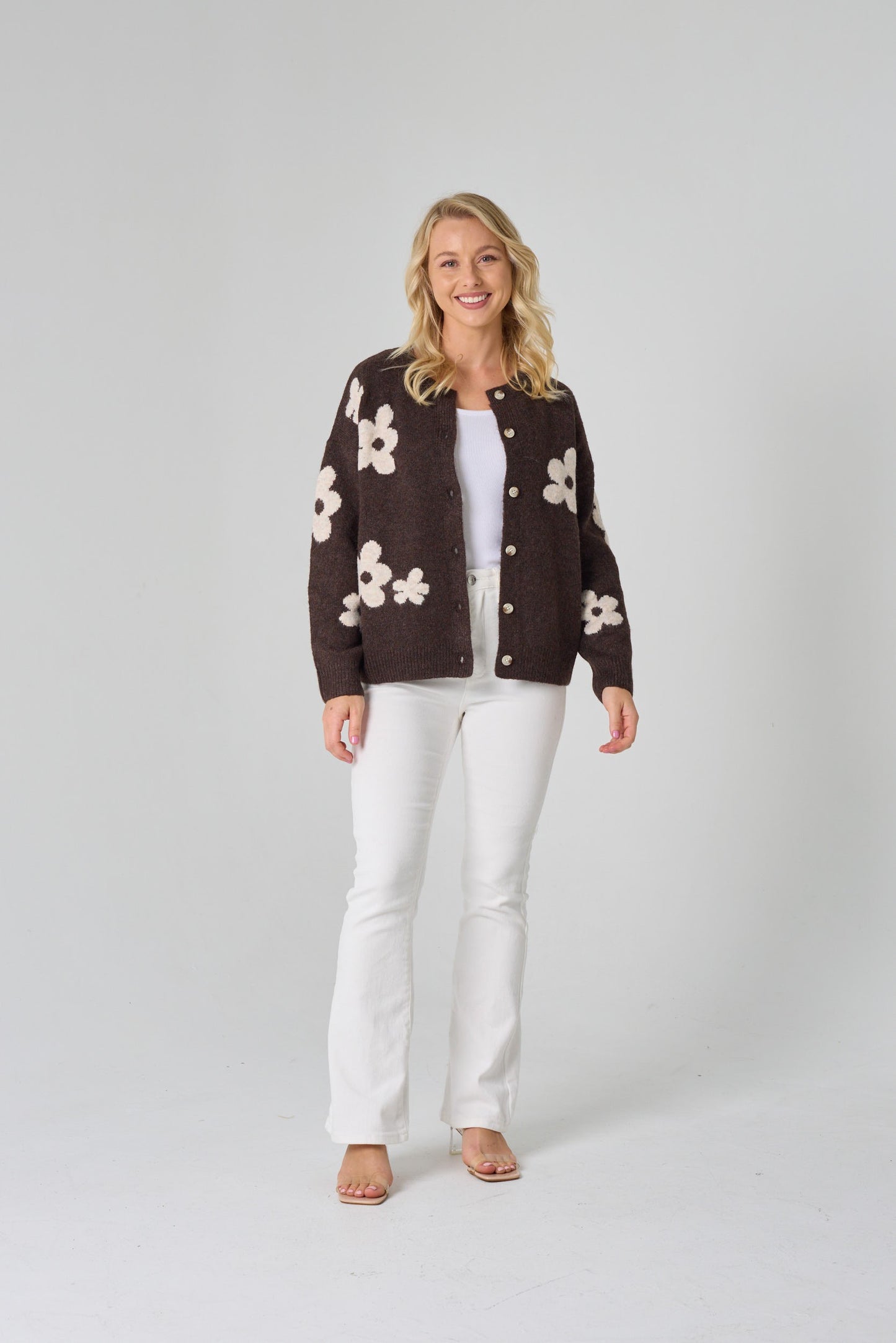 Chocolate Flower Wool Short Cardigan