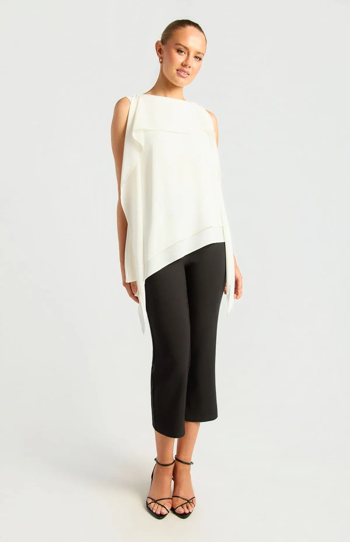 Multi Way Scarf Chiffon Top with Asymmetric Hem