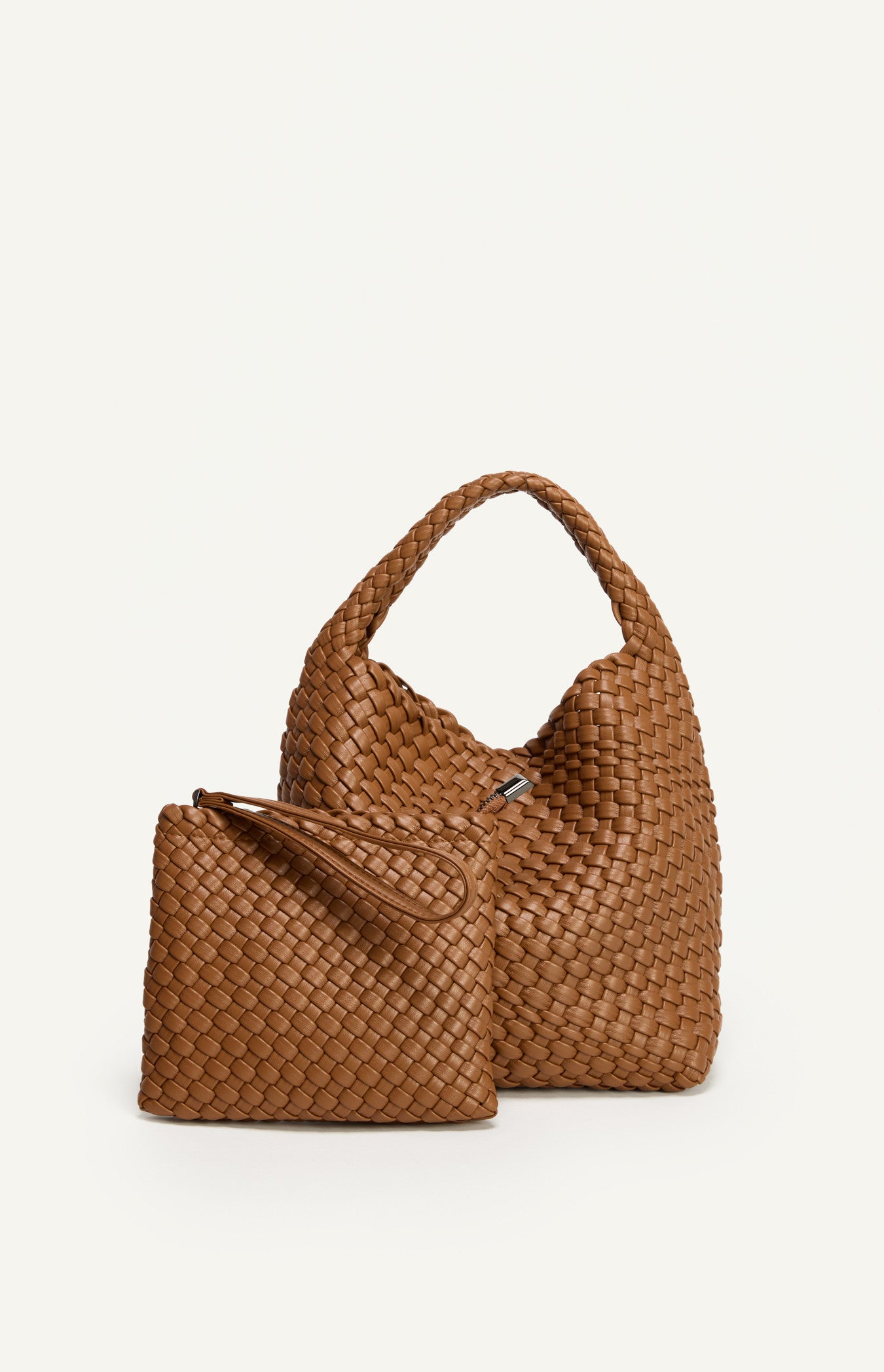Woven Vegan Leather Handle Bag