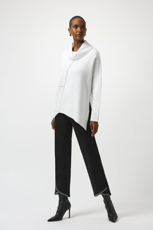 White Sweater Knit Asymmetrical Pullover