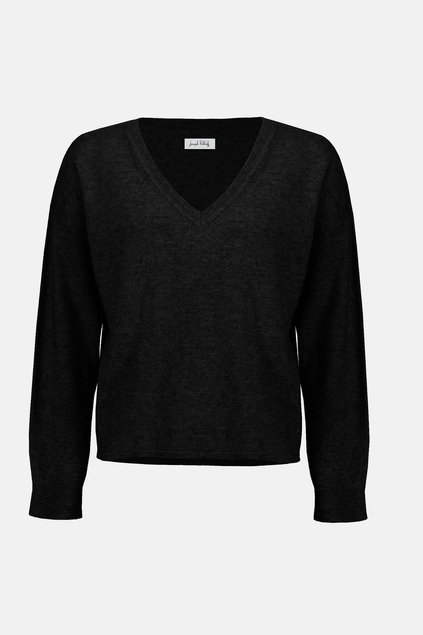 Black Wool Blend V-Neck Boxy Sweater