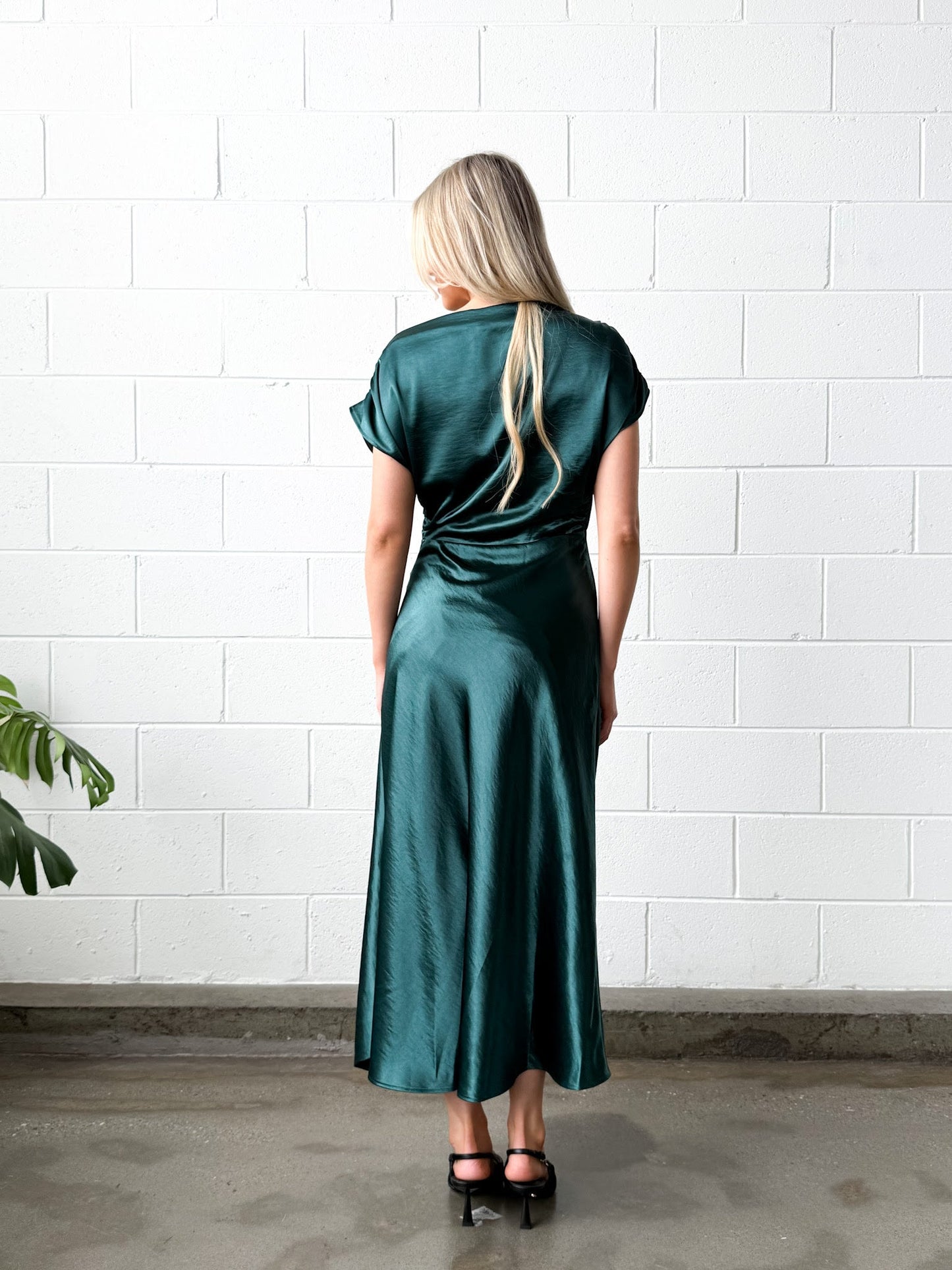 Teal Luxe Satin Dress