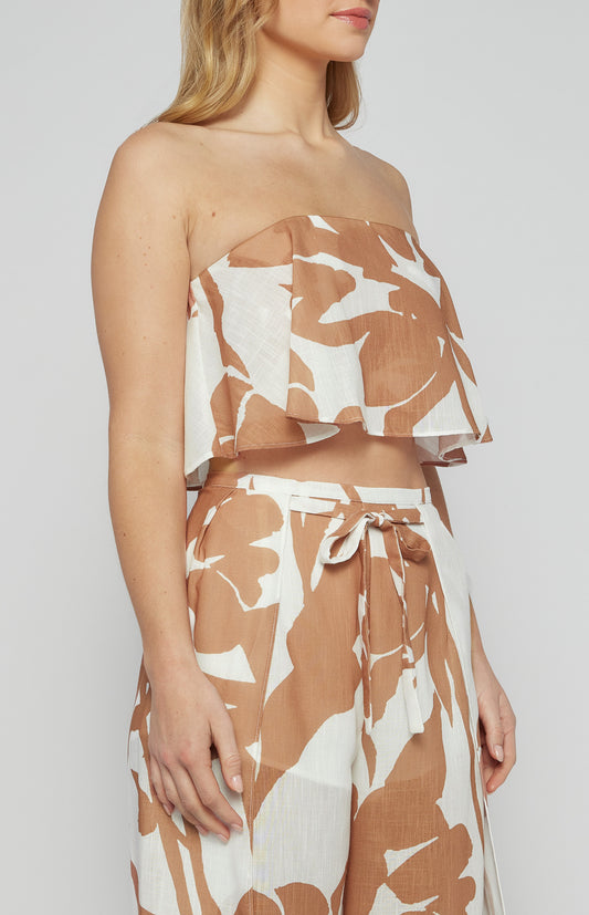 Faux Linen Abstract Prints Pants