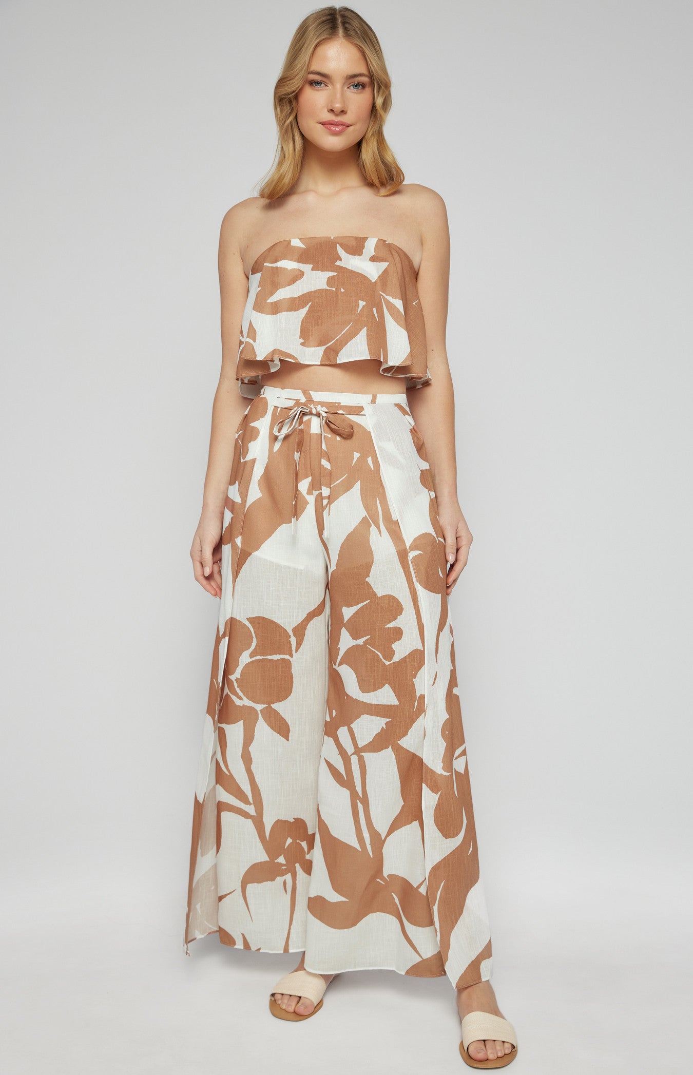 Faux Linen Abstract Prints Pants