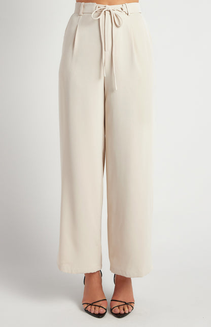 Bone Belt Detail Wide Leg Pants