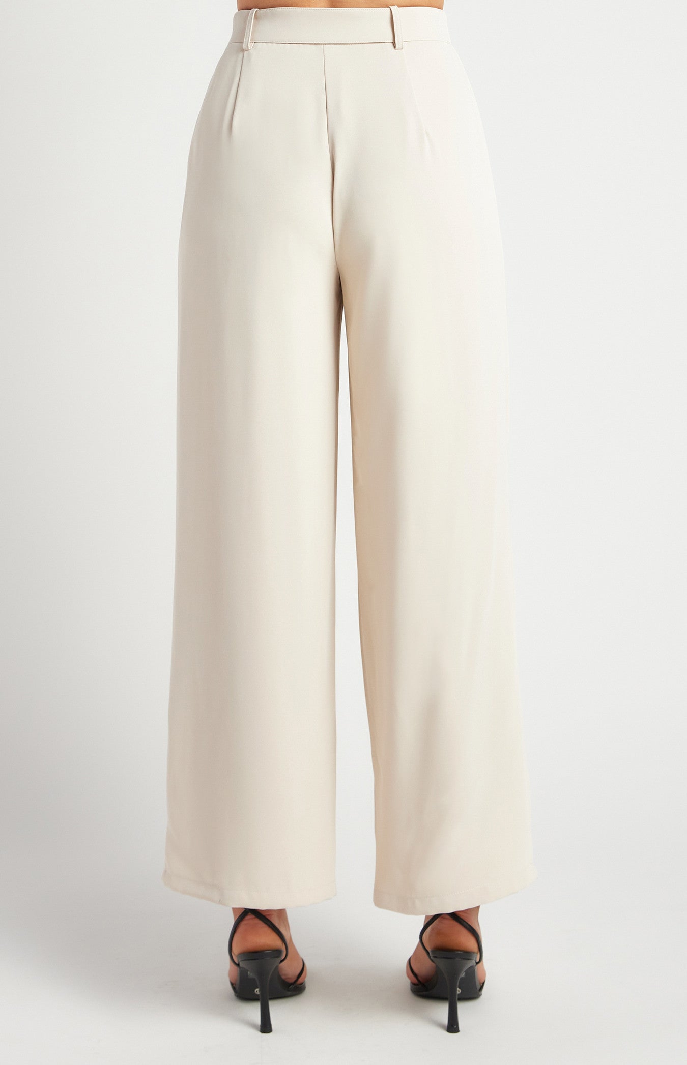 Bone Belt Detail Wide Leg Pants