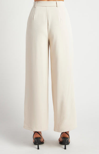 Bone Belt Detail Wide Leg Pants